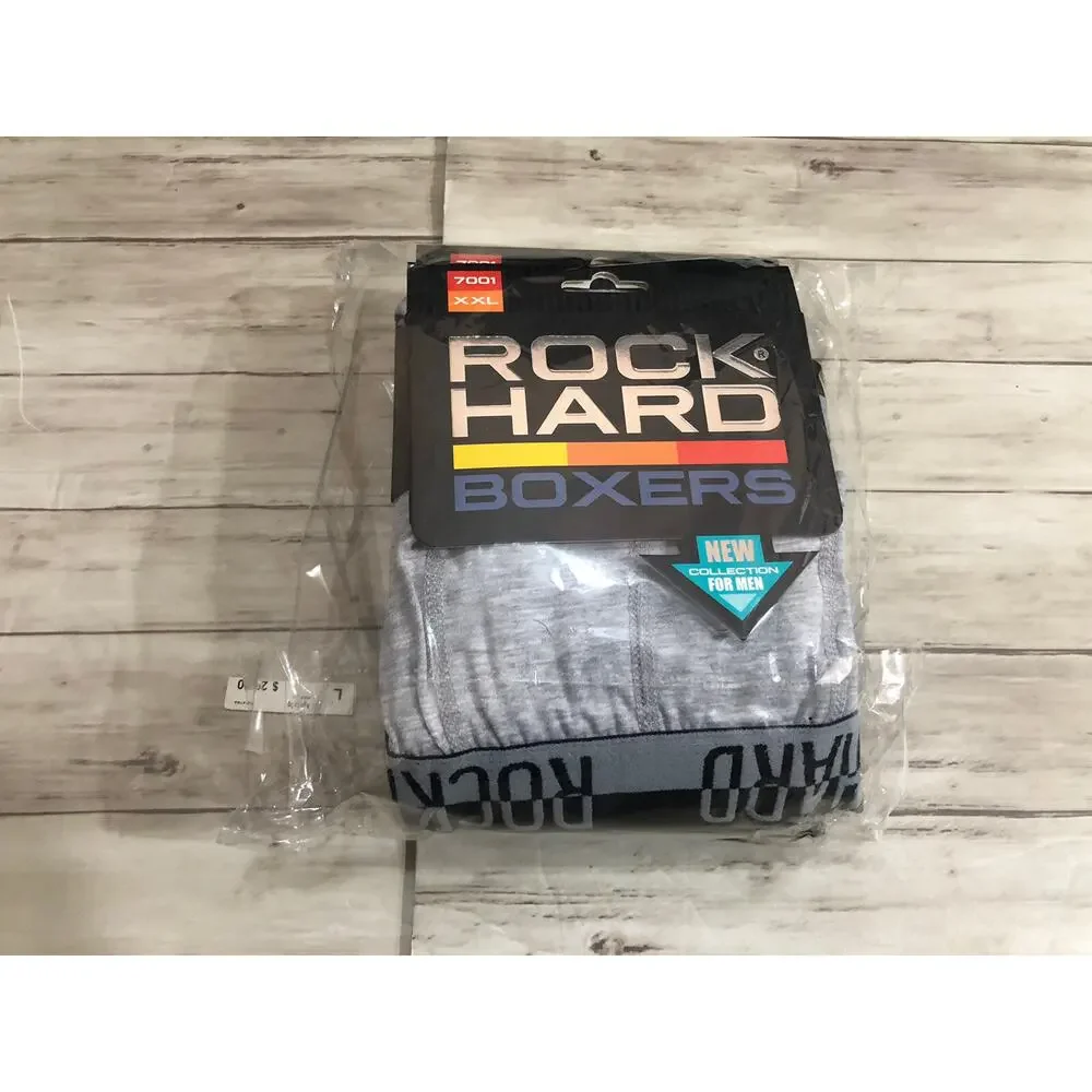 Rock Hard Boxer Trunks Mens Large Gray Briefs Black Cotton 6 Pack Underwear A2